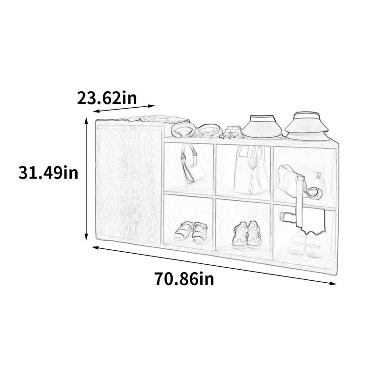 Fashion Simple Display Cabinet, 31.49" H x 70.86" W x 23.62" D, Brun