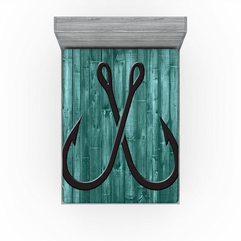 Drap-housse Ambesonne, paquet de 2, Drap-housse grand, Bleu sarcelle pâle / gris / bois caramel / décli