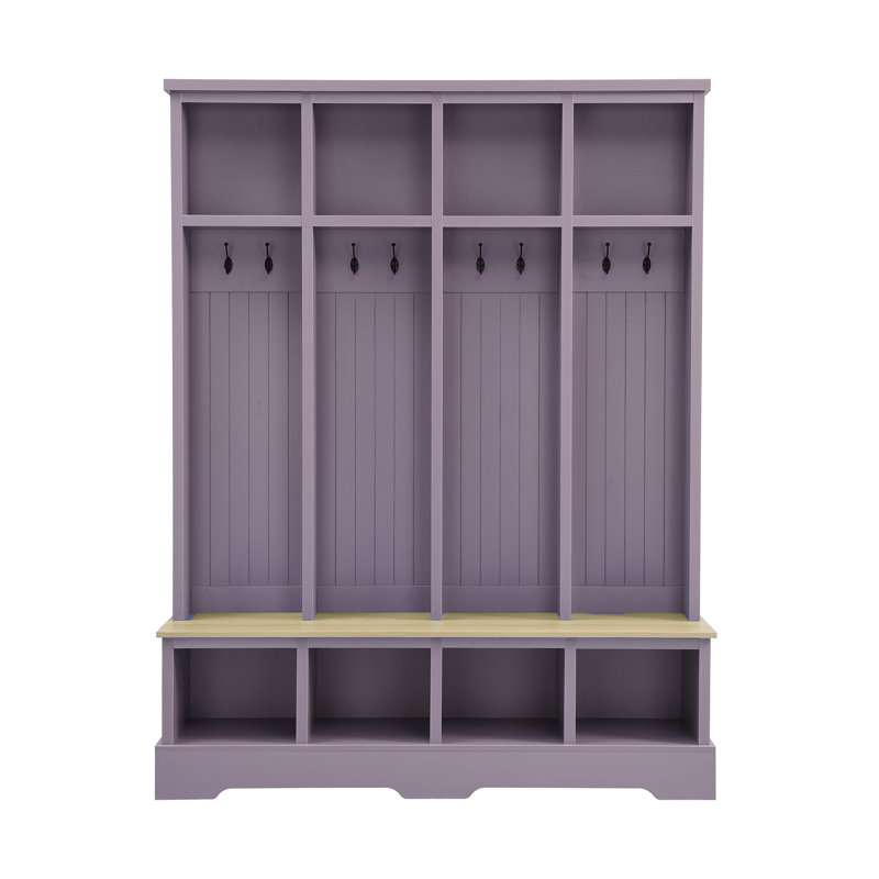 Hall Tree 59'' Wide With Bench And Shoe Storage, Gray