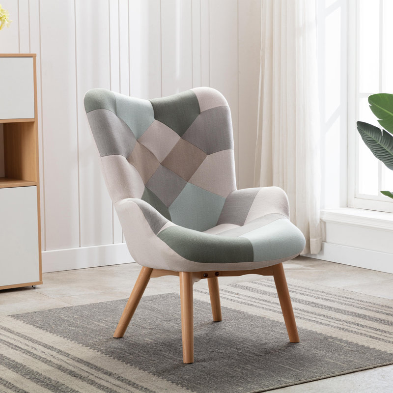 Cayden Upholstered Accent Chair, Blue/Grey/White