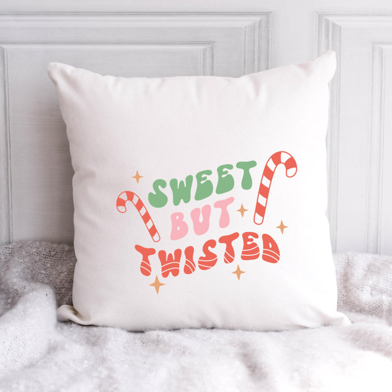 ChristmasCuteQuotes-13 Reversible Throw Pillow, 16" x 16"