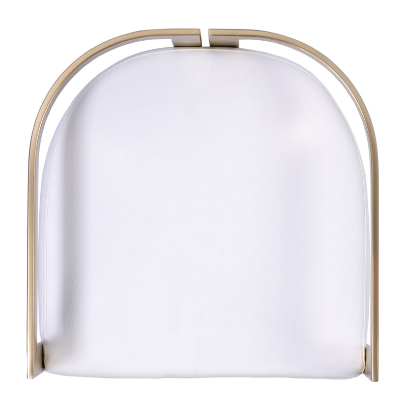 Clarence Faux Leather 23" Dining Stool, White, Gold
