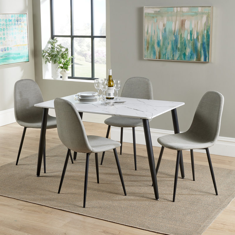 Holmen table and 4 chair dining set, White, Grey