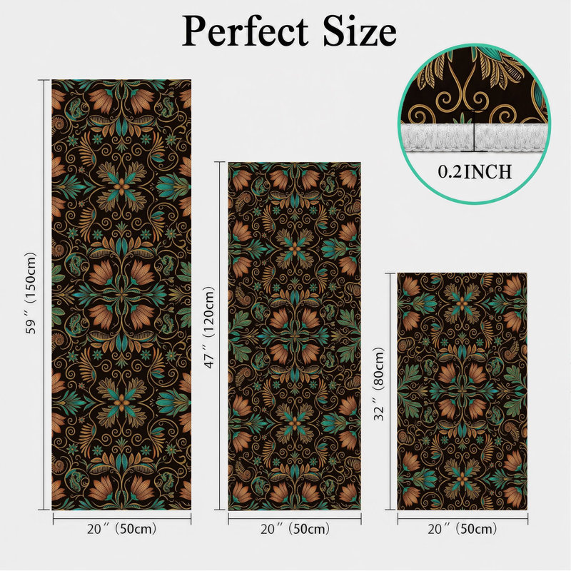 Tapis de cuisine antidérapants à motif floral