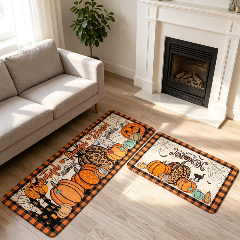 Tapis de cuisine anti-dérapant Halloween, Brun
