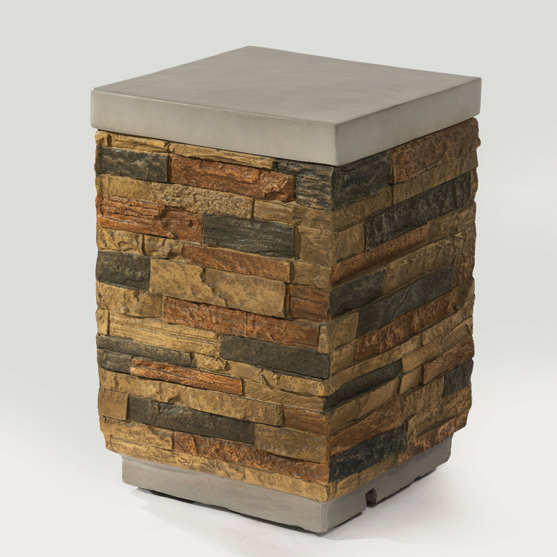 Table d'appoint avec couvercle de propane avec couvercle en béton léger, conception rustique et utilisation polyvalente pour les espaces intérieurs et extérieurs