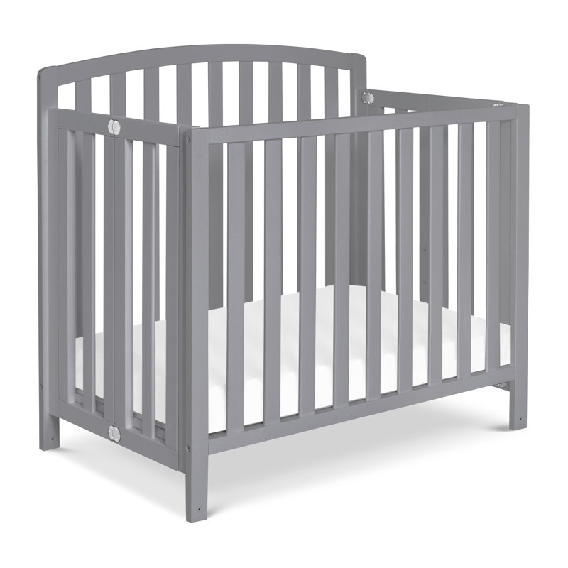 Gray Folding Portable 3-in-1 Mini Crib and Twin Bed