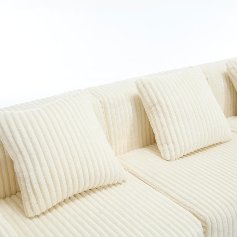Modern Minimalist Modular Sectional Sofa, White Fabric