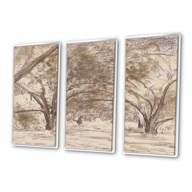 Ensemble d'art rétro sur toile encadrée rétro, sépia dans la campagne, H 20 po x l 36 po x P 1 po, Blanc