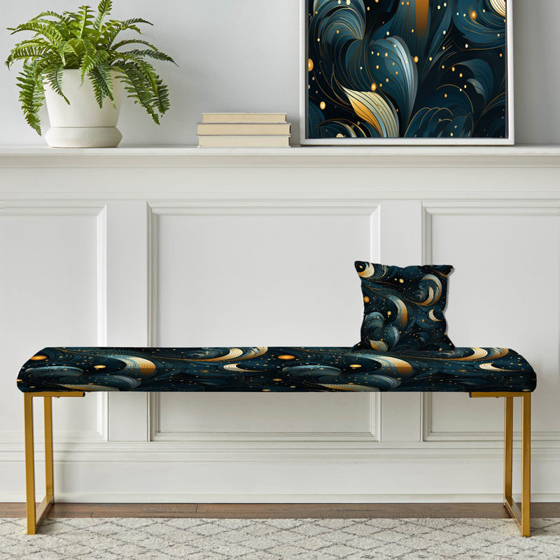 Bleu géométrique céleste géométrique - banc géométrique recouvert d'or