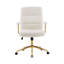 Chaise de bureau texturée en tissu blanc et doré Boucle, chaise de bureau moderne à hauteur ajustable avec accoudoirs rembourrés-338972926