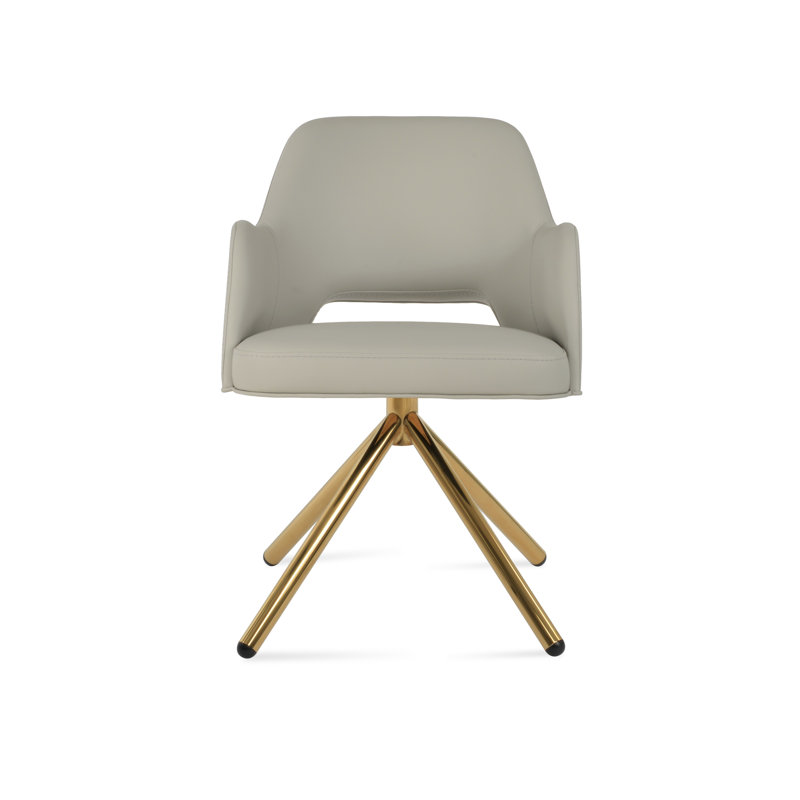 Fauteuil pivotant Marash Stick, Doré, Gris clair