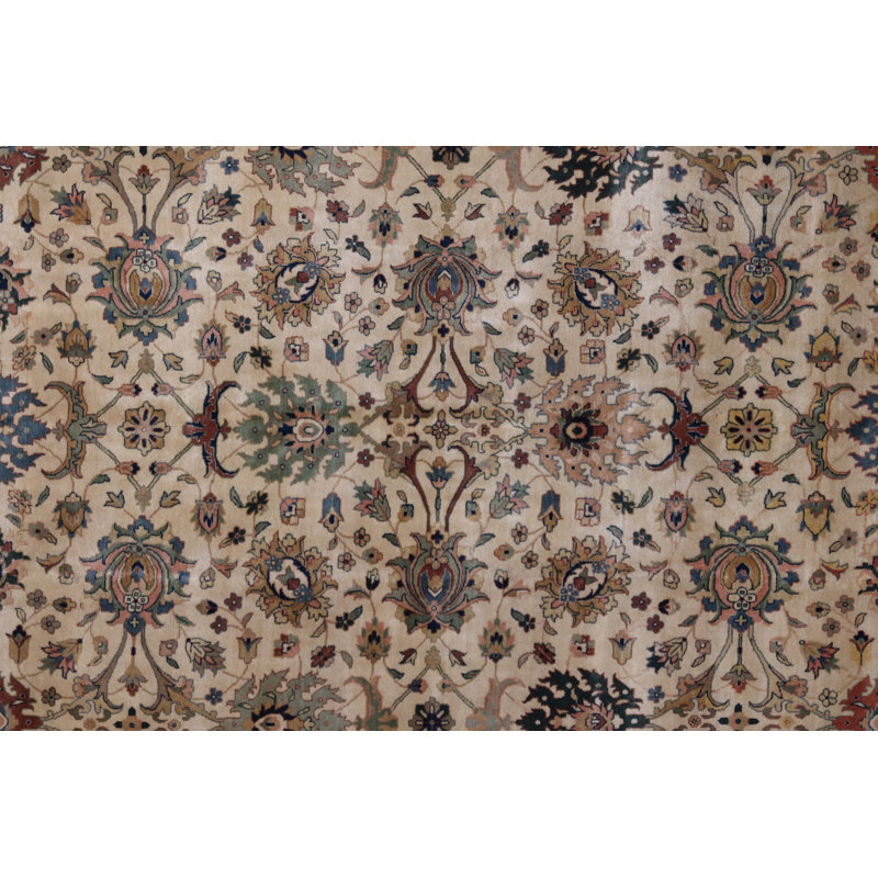 Oriental Hand-Knotted Wool Beige/Salmon Area Rug, Rectangle 12'8" x 18'6"