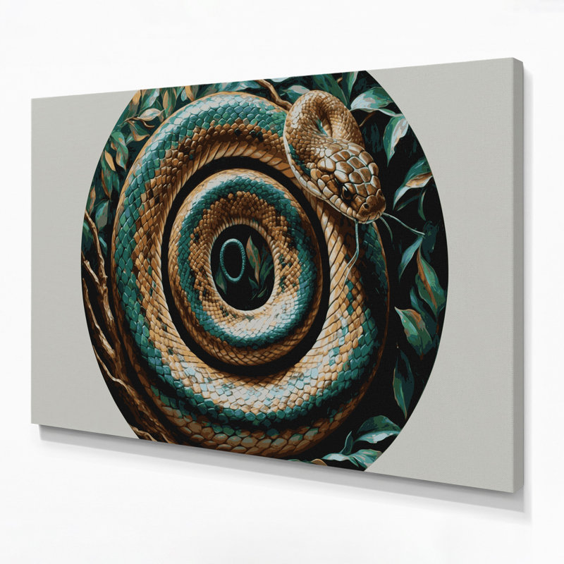Faune, œuf africain mangeant un serpent, art mural sur toile grise, H 16 po x l 20 po