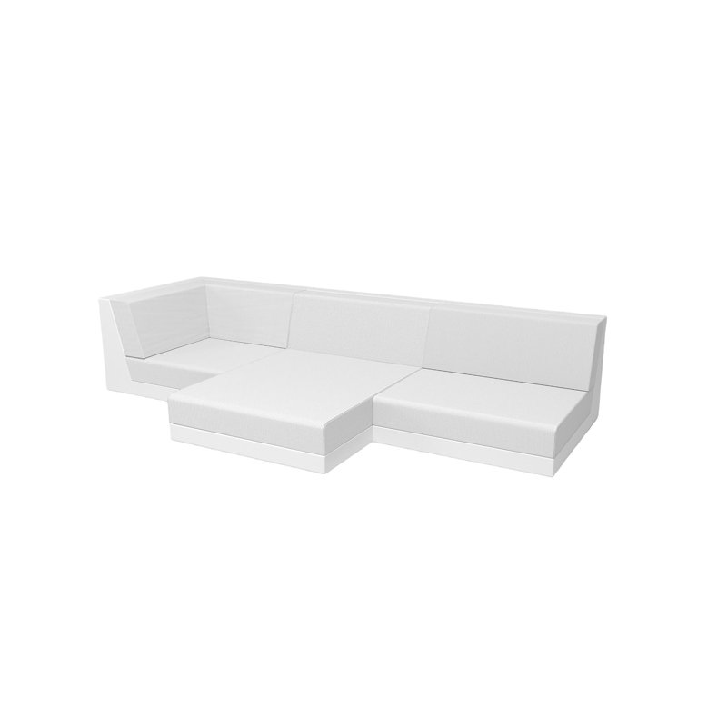 Canapé modulaire d'extérieur avec coussins 118,5 po Pixel, Blanc, Blanc