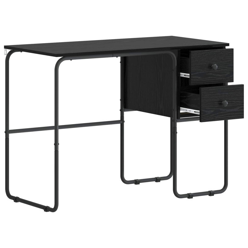 Steel Writing Desk, 75 cm H x 100 cm W x 50 cm D, Black Oak/Black