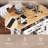 56.5'' Kitchen Island With Drop Leaf, Power Outlet, Embossed Vertical Stripe Rolling Kitchen Cart On Wheels With 4 Doors , 5 Deep Drawers And Adjustable Shelves, For Kitchen, Dining Room, White