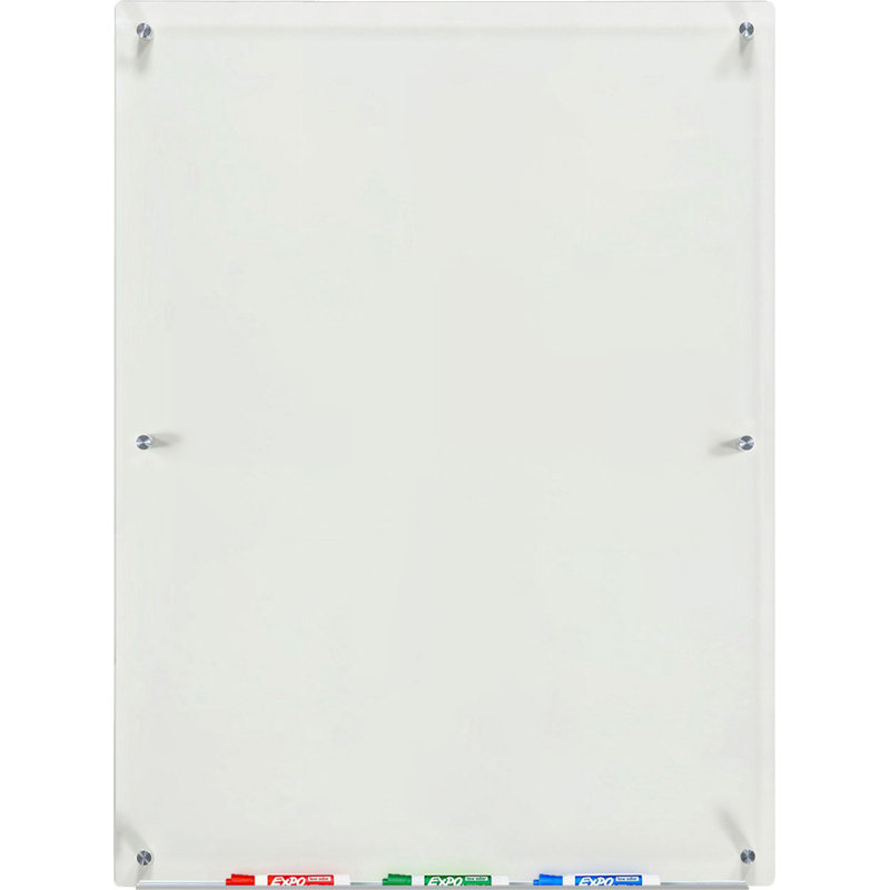 Ultra Clear Frameless Glass Dry-Erase Board with Aluminum Tray, 36" x 48"