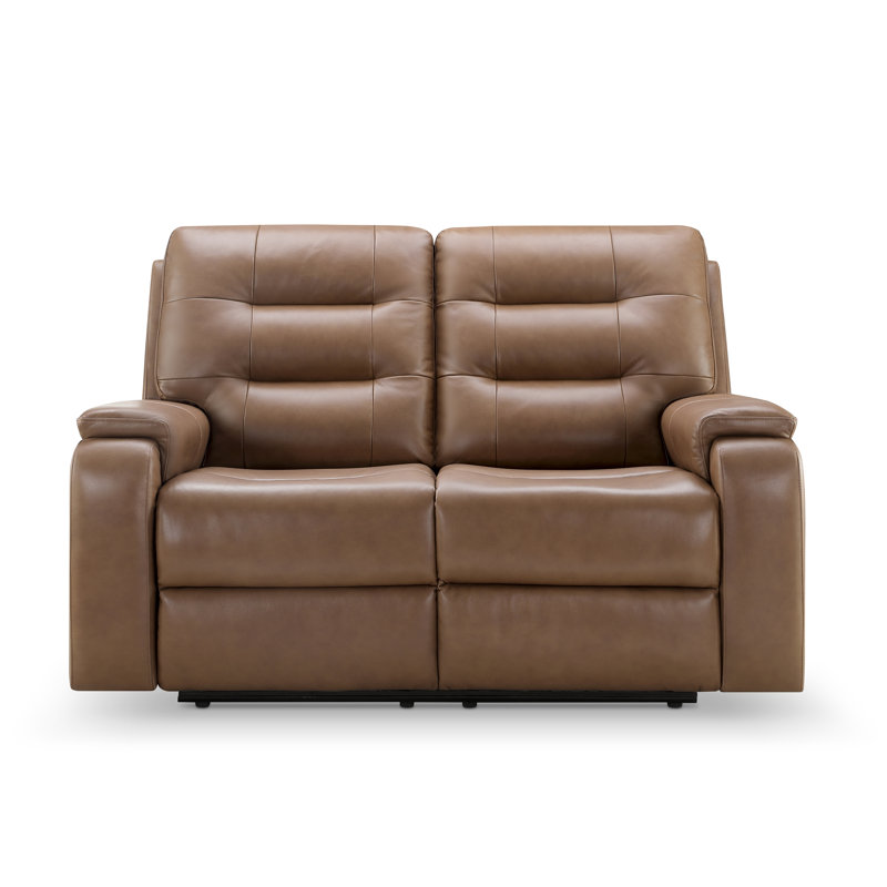 Ashlin Upholstered 59'' Reclining Loveseat, Camel Genuine Leather