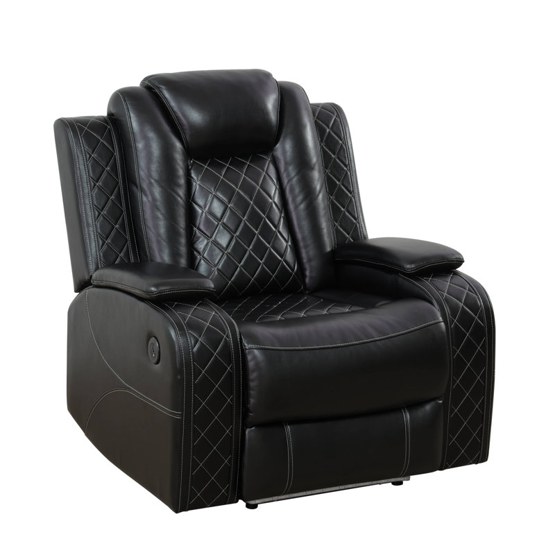  Fauteuil inclinable électrique avec DEL, structure solide en cuir et conception ergonomique, noir