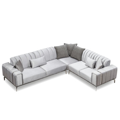 Bogumila Velvet L-Shaped Sectional Right Hand Facing