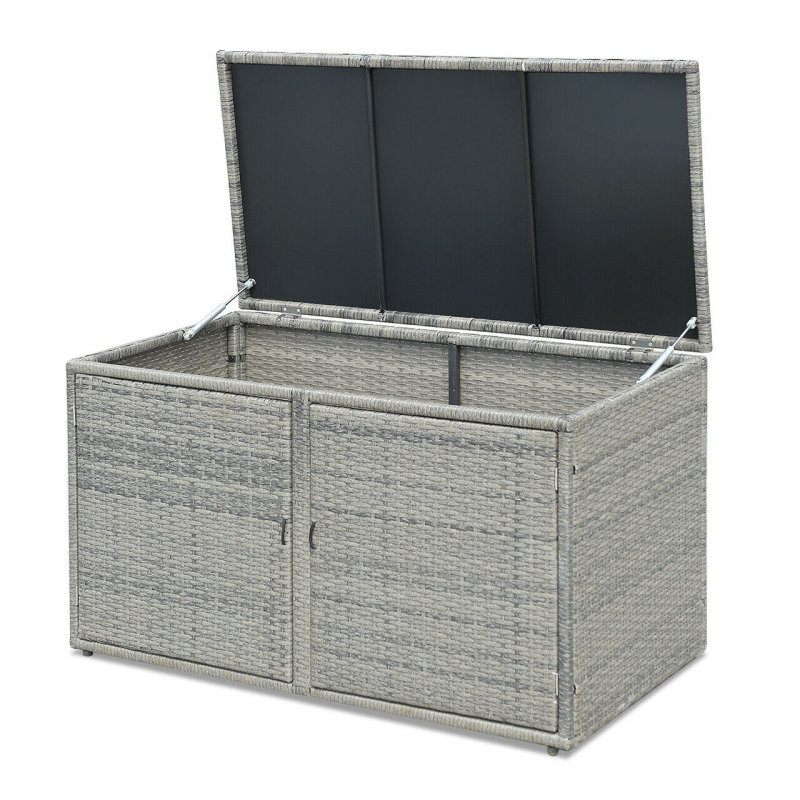 88 Gallon Garden Patio Rattan Storage Container Box, Gray