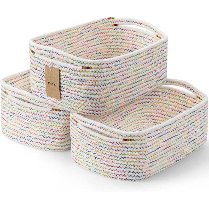 Highland Dunes Cotton Decorative Basket, Multicolor, 12.95cm H x 29.97cm W x 19.81cm D