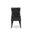 Ensemble de table de cuisine 7 pièces en similicuir, 6 chaises de salle à manger gris foncé, dossier capitonné et une table ronde de 54 po au fini noir sablé.-2132126019-2144797711