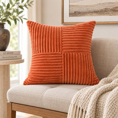 Soft Corduroy Textured Decorative Pillow Cover, Reversible Geometric Design