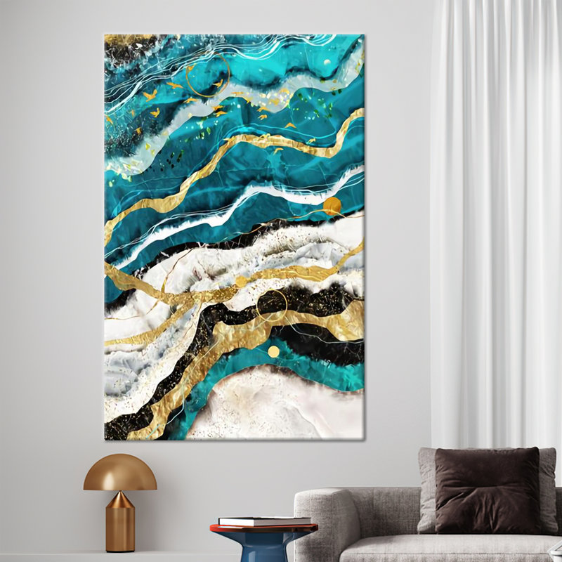 Abstract Luxury Marble Art Canvas - Shimmering Sophisticated Wall Decor, 25 cm H x 35 cm W, Wrapped Canvas, Does Not Apply