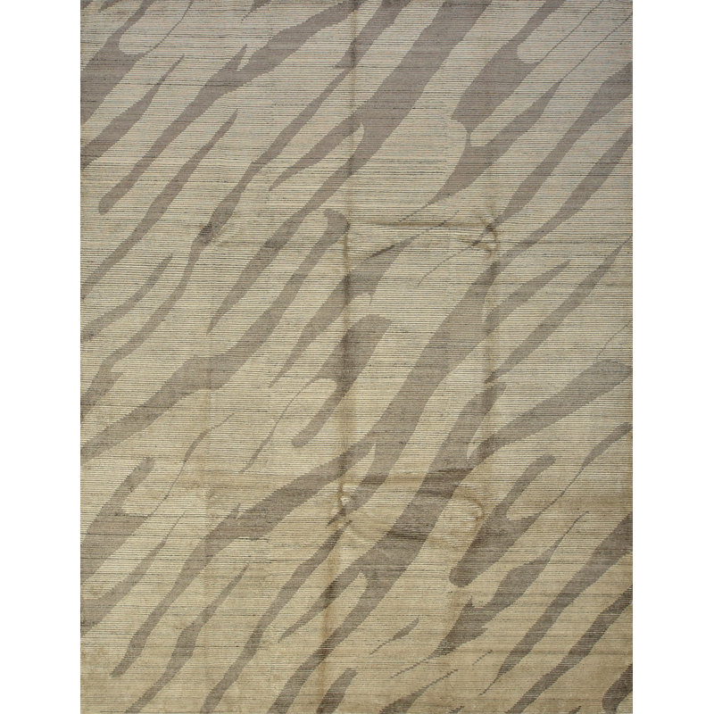 Tapis unique en laine noué à la main beige de 9 pi 3 po x 11 pi 10 po Luddy