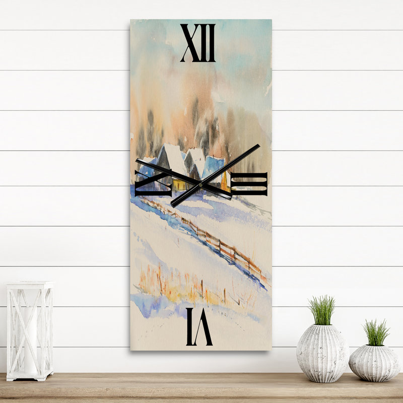 Horloge murale petit village au coucher du soleil Covewith, Petit