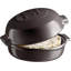 Emile Henry 0.6 Qt. Ceramic Cheese Baker Pot w Lid Baking Dish Bowl Round Charcoal