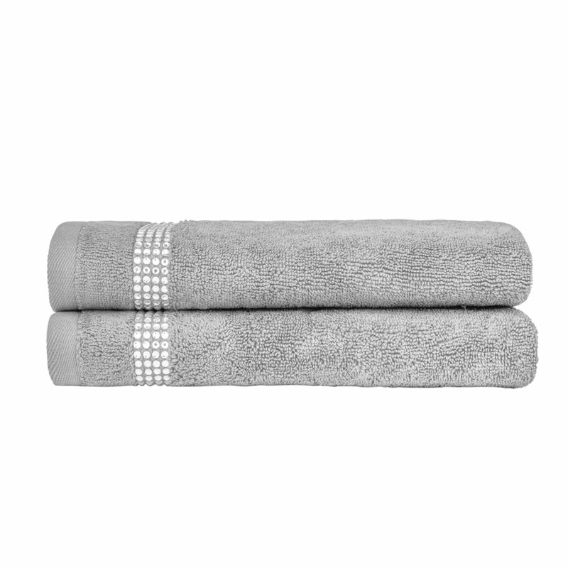 Sparkles Home Stripe Rhinestone Fingertip Towels | 100% Cotton Terry | Glass Rhinestones, Gray