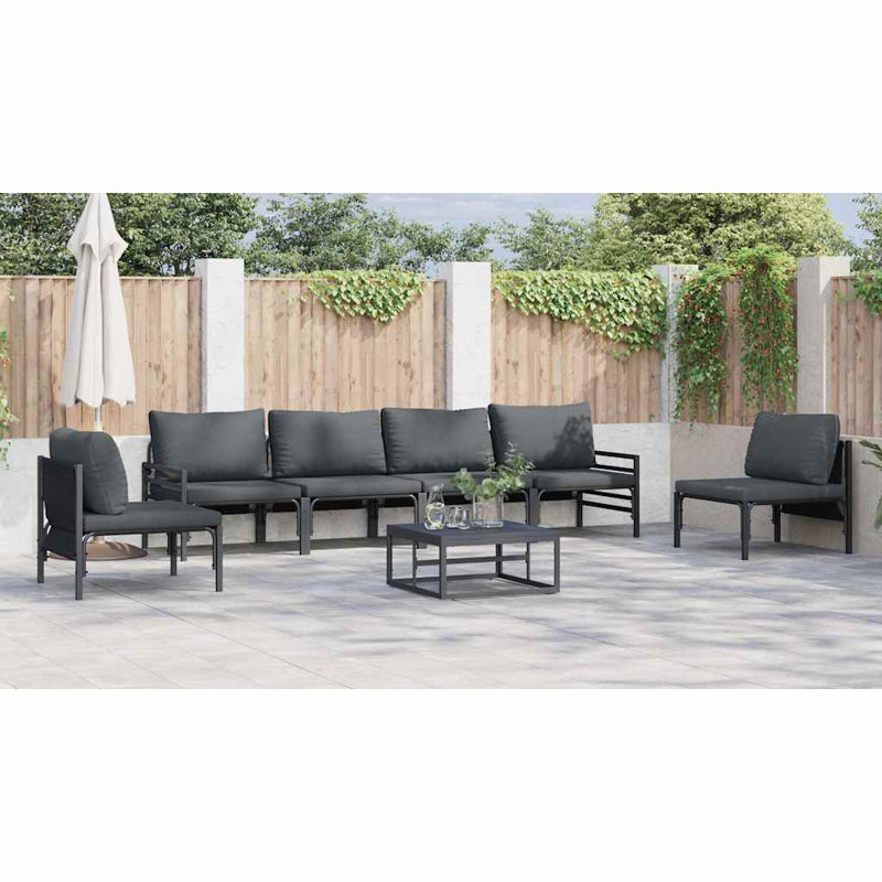 Garden Sofa Set with Cushion Steel Furniture Outdoor Seating