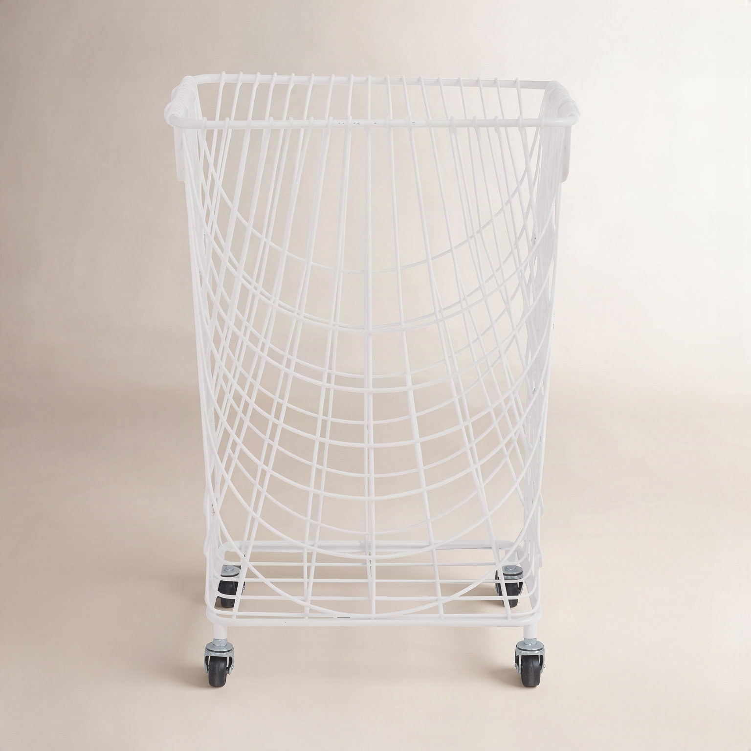 Metal Mesh Rolling Laundry Cart, White, Medium ( 24" H x 16.85" W x 16.55" D)