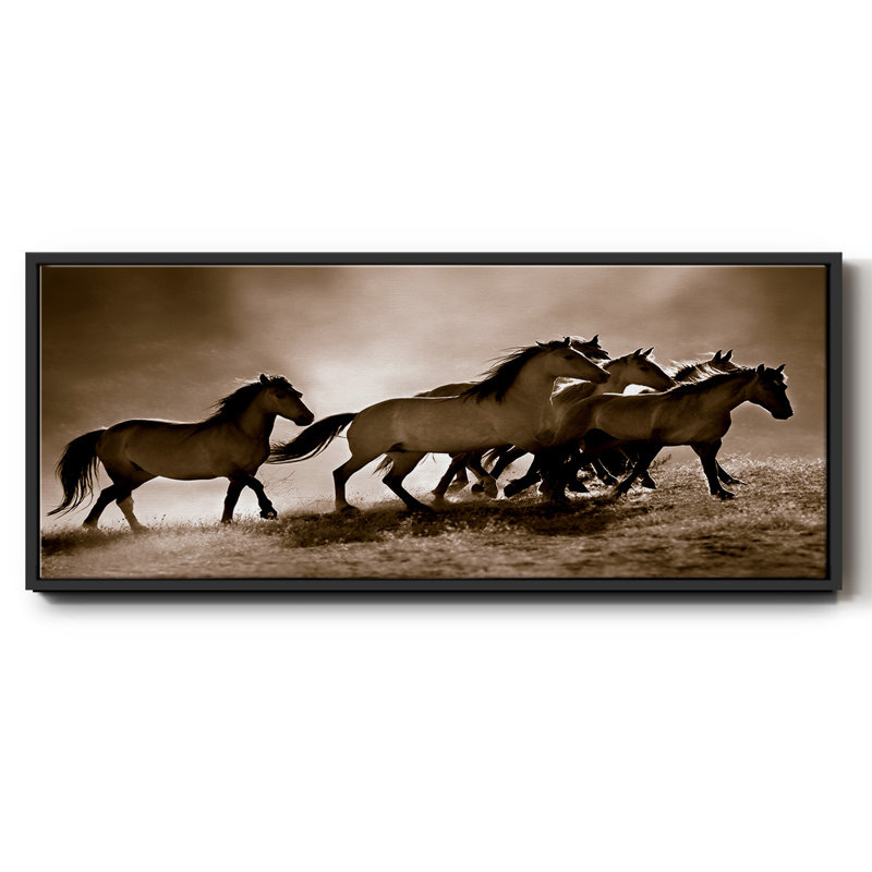 Wild Horses- Framed Canvas, 24" H x 60" W