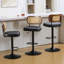 Adjustable Height 360° Swivel Bar Stools With Rattan Backrest-1839851515