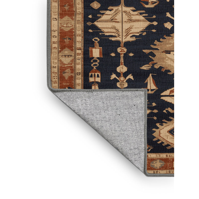 Tapis turc gris lavable à la machine, Rond 5 pi