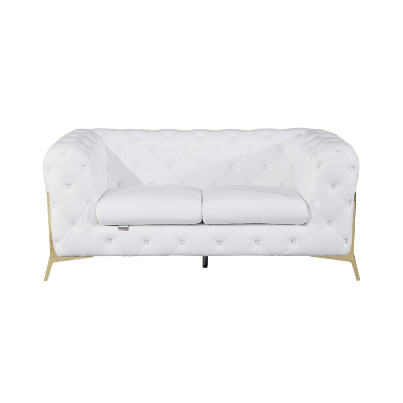 Causeuse rembourrée 100% cuir italien Global United, Blanc