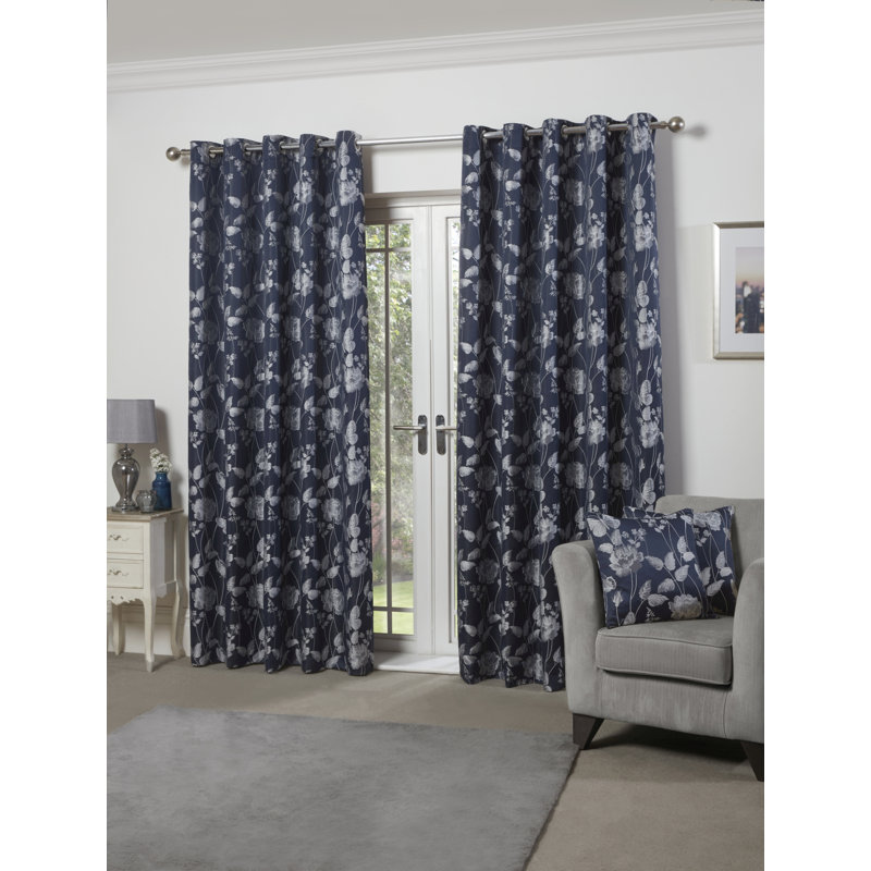 Leah Room Darkening Sliding Panel Pair, Width 168 x Drop 183cm, Navy