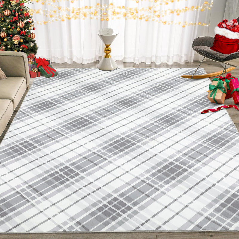Striped Machine Washable Rugs Geometric Modern Non-Slip Rug for Living Room Bedroom Nursery Dining Table Bedside Decor