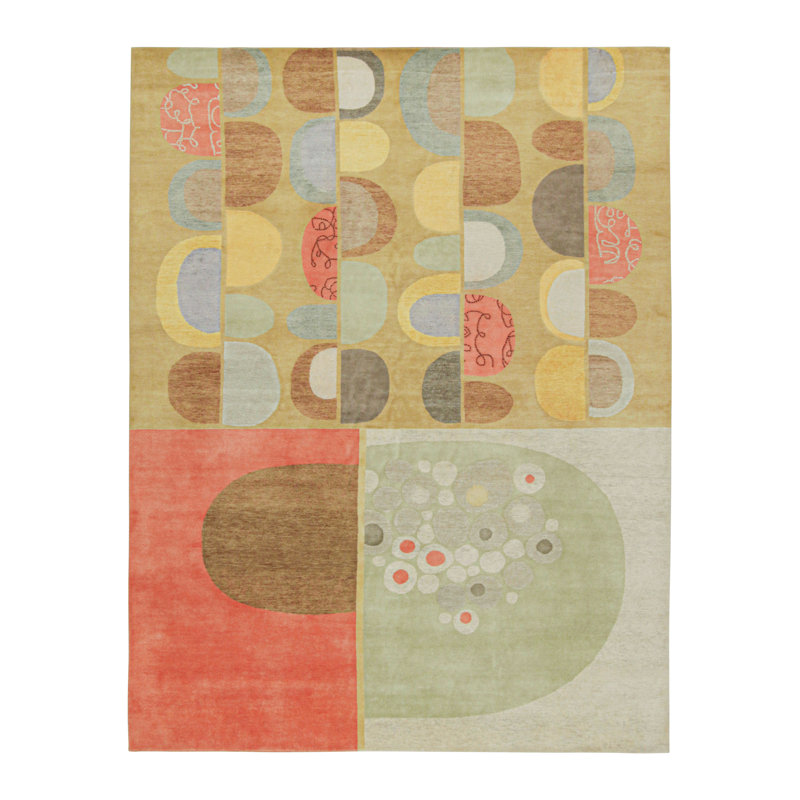Hand Knotted Geometric Area Rug, Rectangle 10' x 14'
