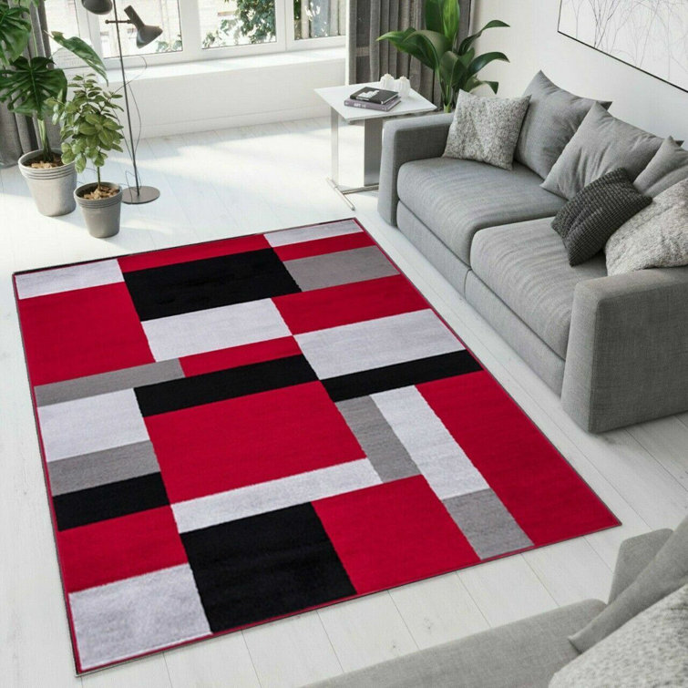 Metro Lane Reckers Solid Red/Black Area Rug | Wayfair.co.uk