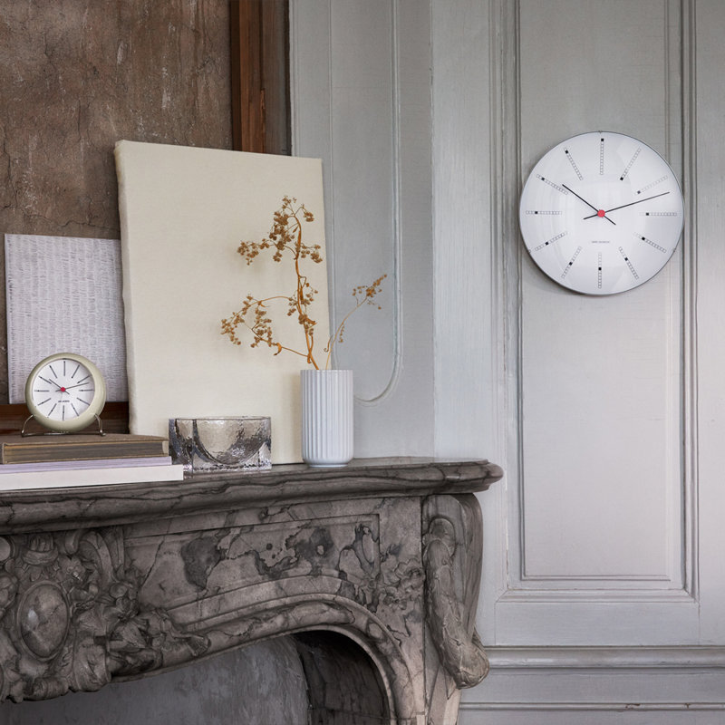 Bankers Electric Clock, White/Silver