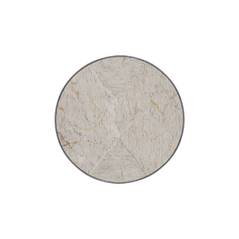 Tapis gris lavable à la machine, Rond 5 pi