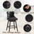 Swivel Bar Stools Set of 2, PU Leather Bar Chairs with Button Tufted Front and Ring Pull Back, 30" Bar Height Stools with Solid Wood Legs for Kitchen Island or Bar, Black-1167069290-1157382620-1167069289