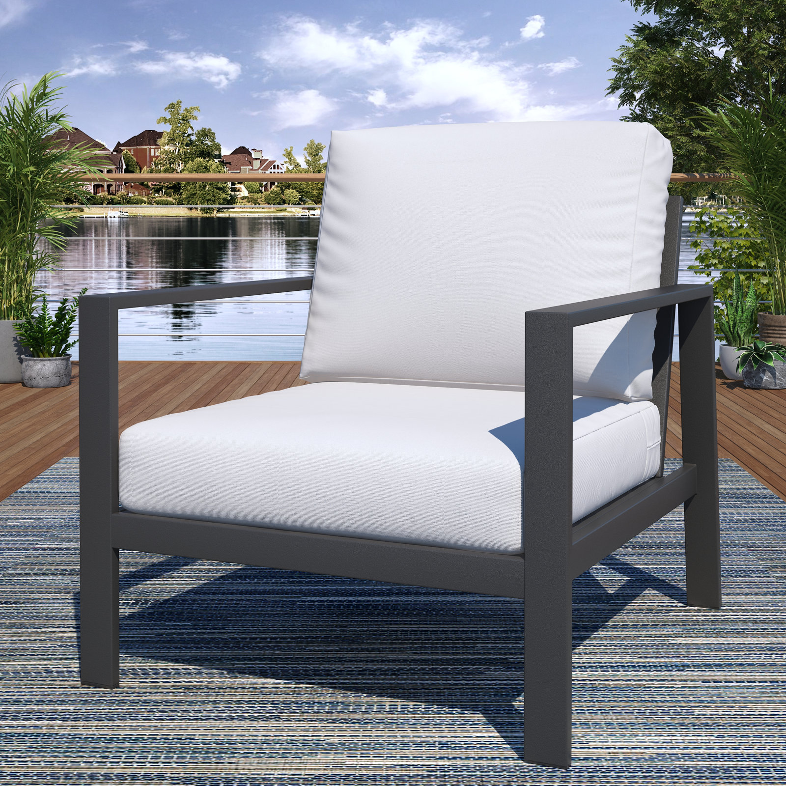Townsend 7-Person Sunbrella® Patio Seating Group, Canvas Black Sunbrella® Canvas, Gray