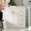 Solid Wood Frame 30'' Bathroom Vanity With Ceramic Sink, Soft - Closing Hinges, Boards, 3 Drawers, Ample Storage, Exquisite Metal Handle, Retro Appearance Frame, , Unique Groove Pattern, Smooth
