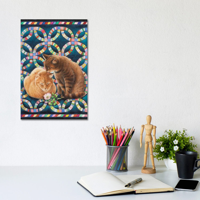 Valentine's Day With Spiro And Blossom by Ivory Cats - Wrapped Canvas Print, 20.32 cm H x 30.48 cm W